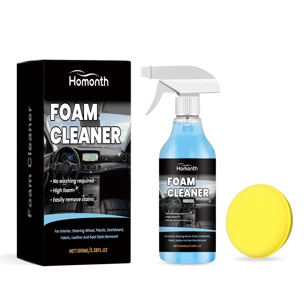 HOMONTH car interior cleaning spray 100ml foam cleaner with sponge for upholstery and dashboard