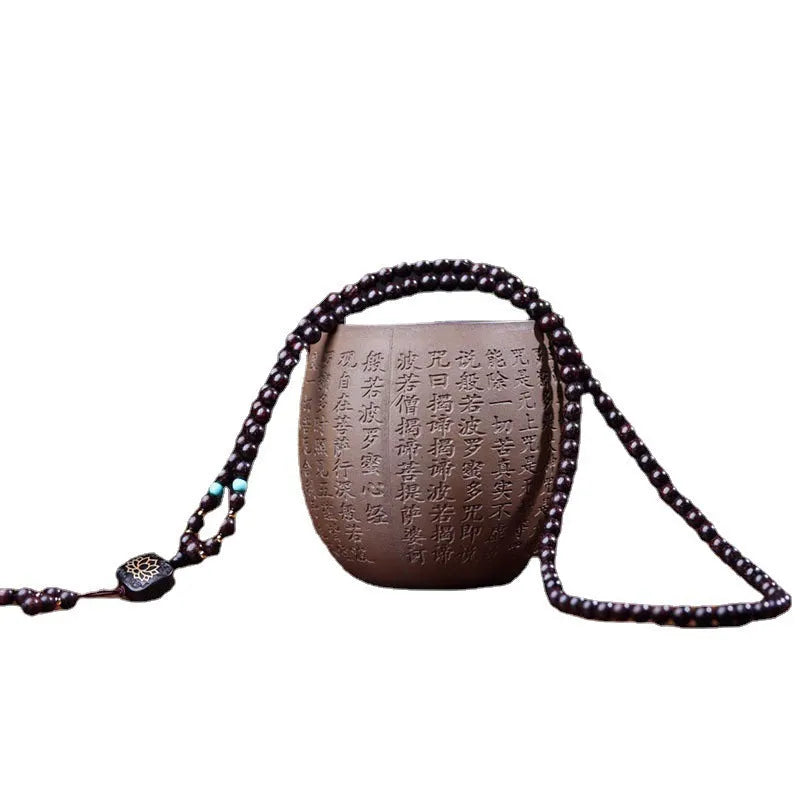 Zambia rosewood DIY bead bracelet with flat lotus pendant ornament on wooden surface