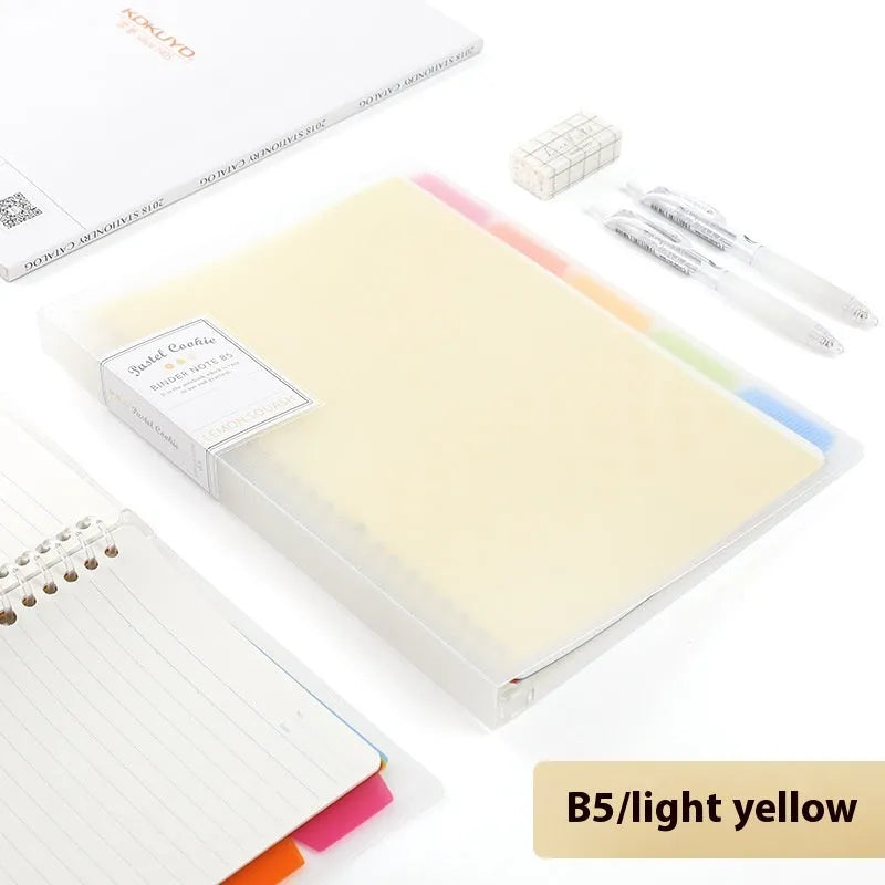 Loose spiral notebook refill with transparent PP cover and raw wood pulp paper in A5 size