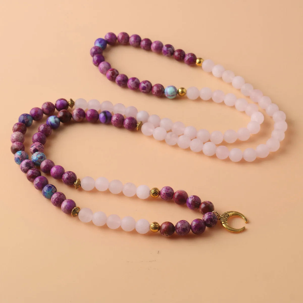 Women's personalised necklace with pink crystal Emperor stone round pendant