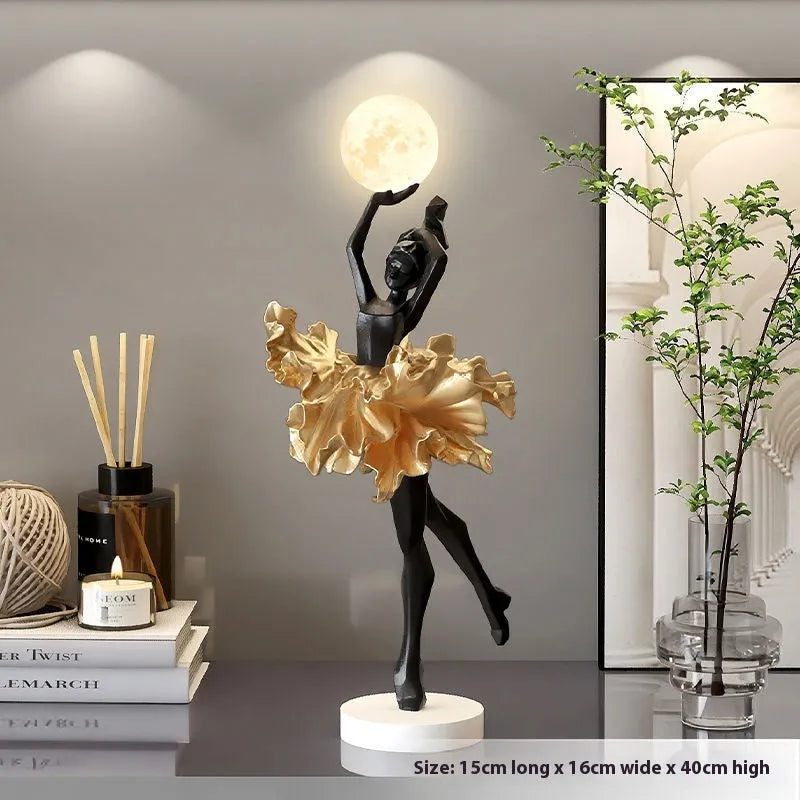 Modern resin USB night light ornament in black gold, white, pink, or light blue.