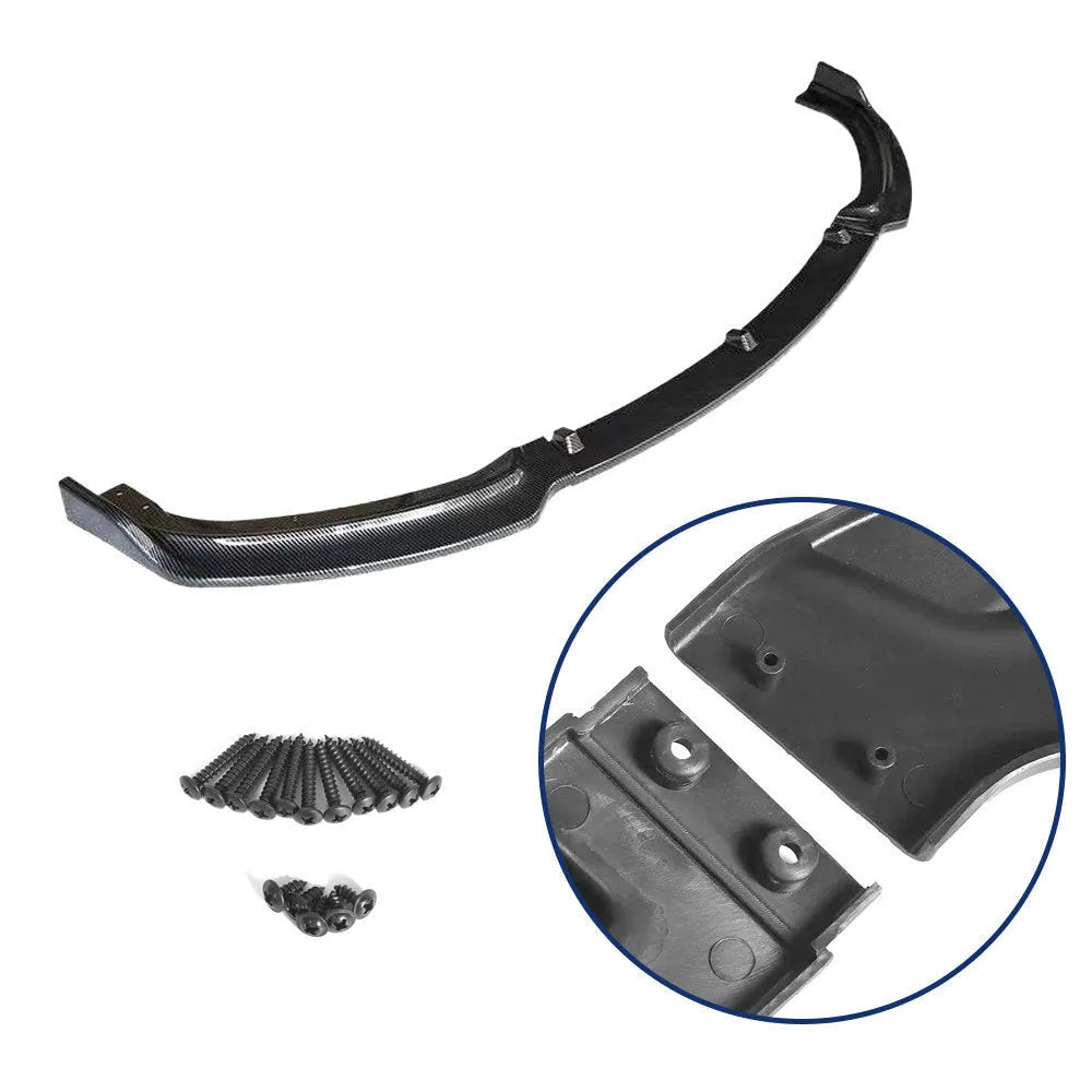 BMW 3 Series F30 front bumper lip spoiler in gloss black polypropylene