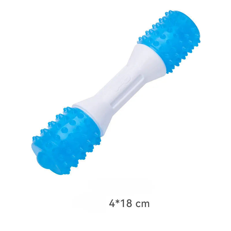 Dual-colour puppy teething chew toy made from TPR and PU rubber for dogs aged 2-8 months