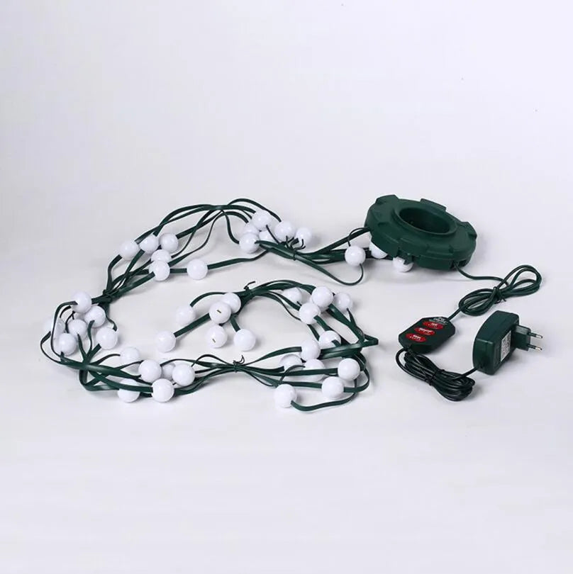 64 LED dazzler shower tree light string on a Christmas tree showing cascading lights with IP44 outdoor rating