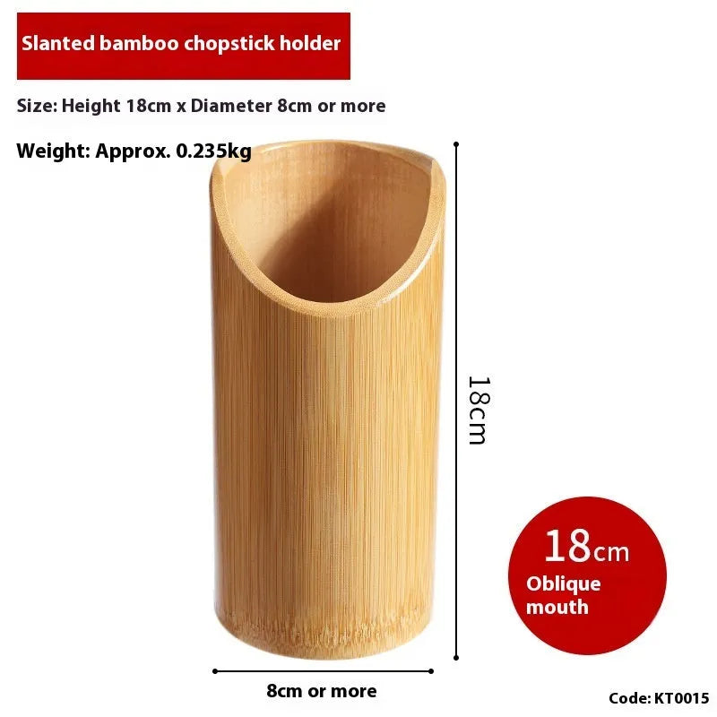 Bamboo chopsticks holder tube in creative style for utensil storage