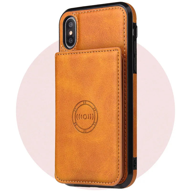 Imitation leather card wallet phone case for iPhone 11 in a choice of solid colours.
