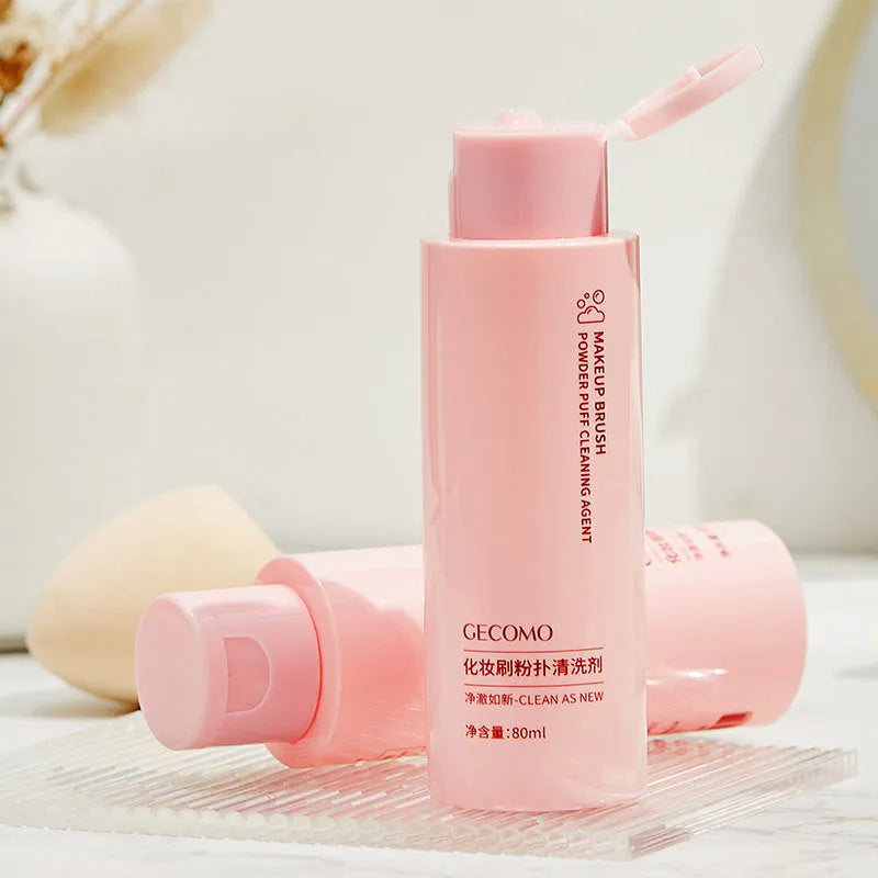 Makeup brush cleaner kit with 80ml detergent and 75ml spray for sponge and beauty blender cleaning