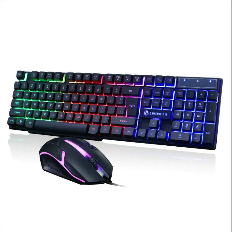 Limei Gtx300 white and black mechanical gaming keyboard and mouse set with backlit keys