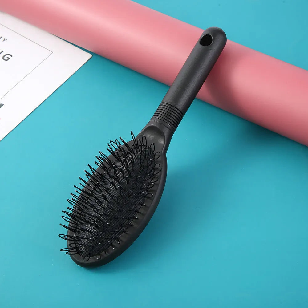Black ring tooth hair extension comb with airbag handle for hairdressing and extension styling