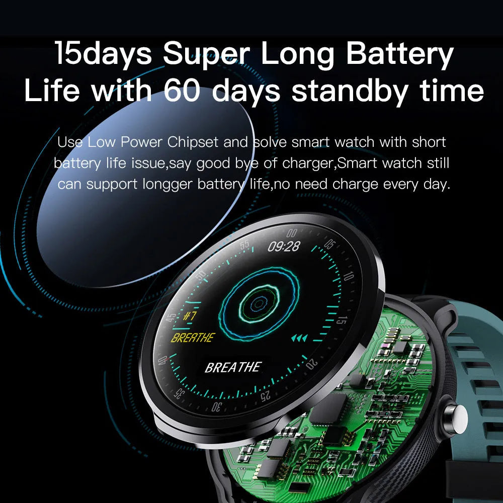 Square green waterproof smartwatch with heart rate monitor and touchscreen on wrist