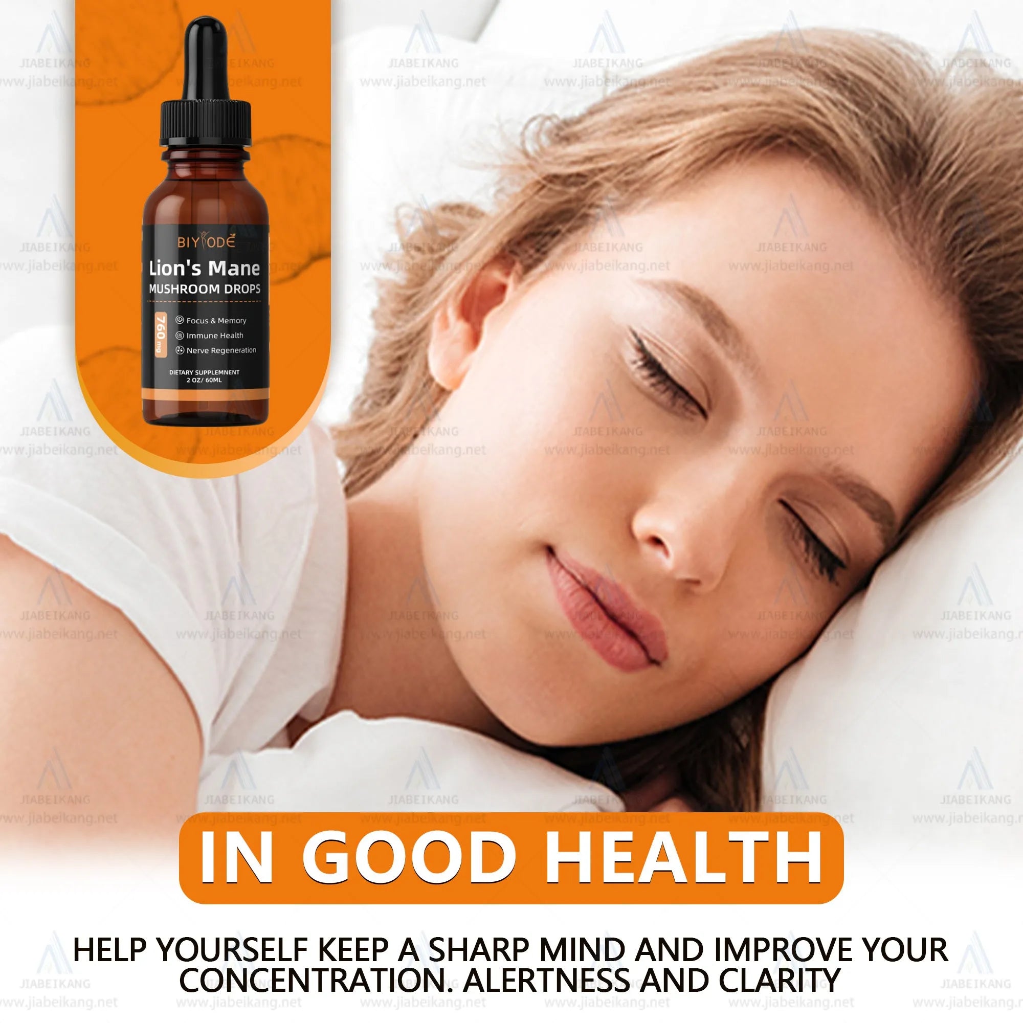 Bottle of organic Lions Mane mushroom extract liquid drops with dropper