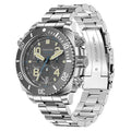 Business men's mechanical watch with luminous dial and steel belt in silver blue colour