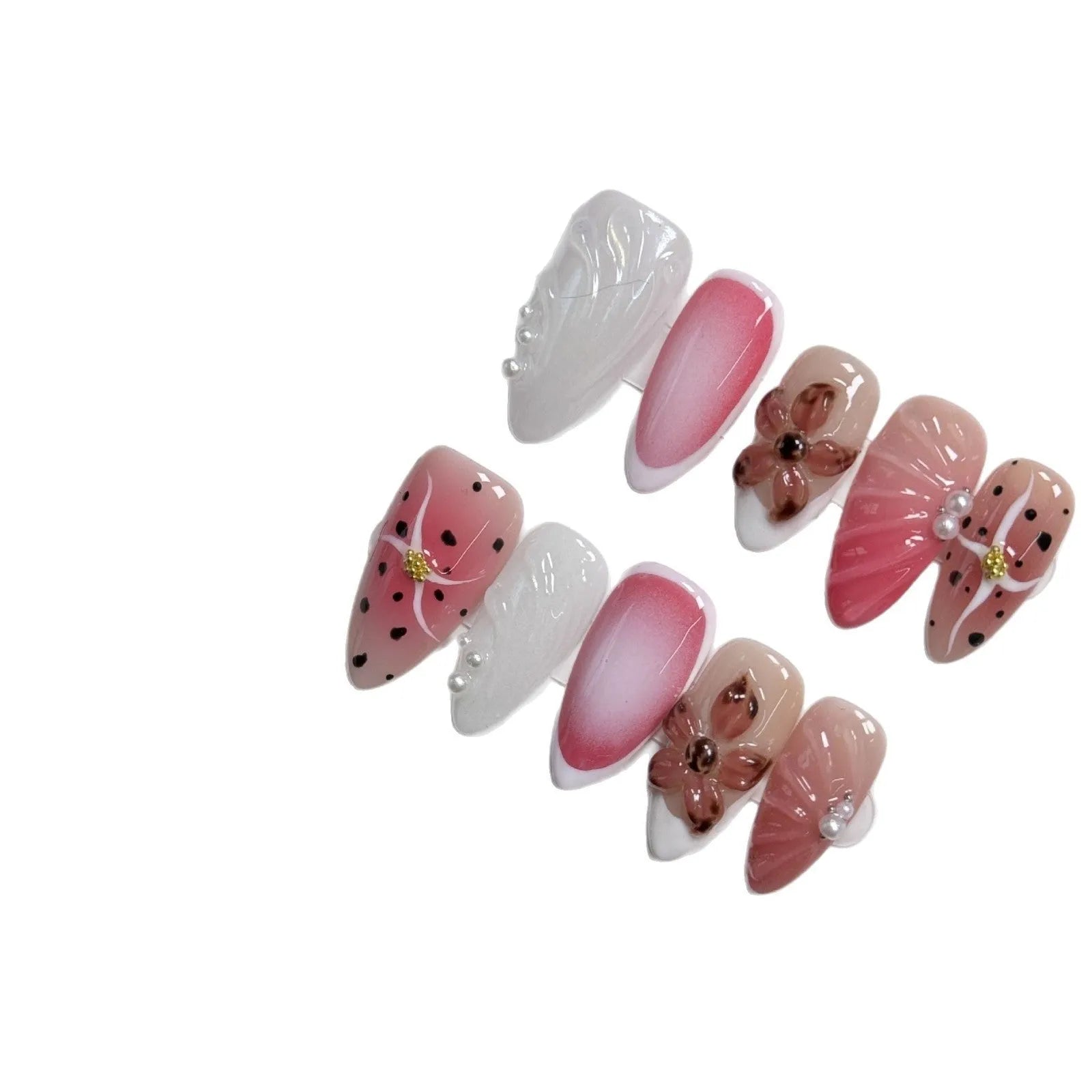 Hand-painted three-dimensional carved nail beauty patches with embossed design in plastic armour case