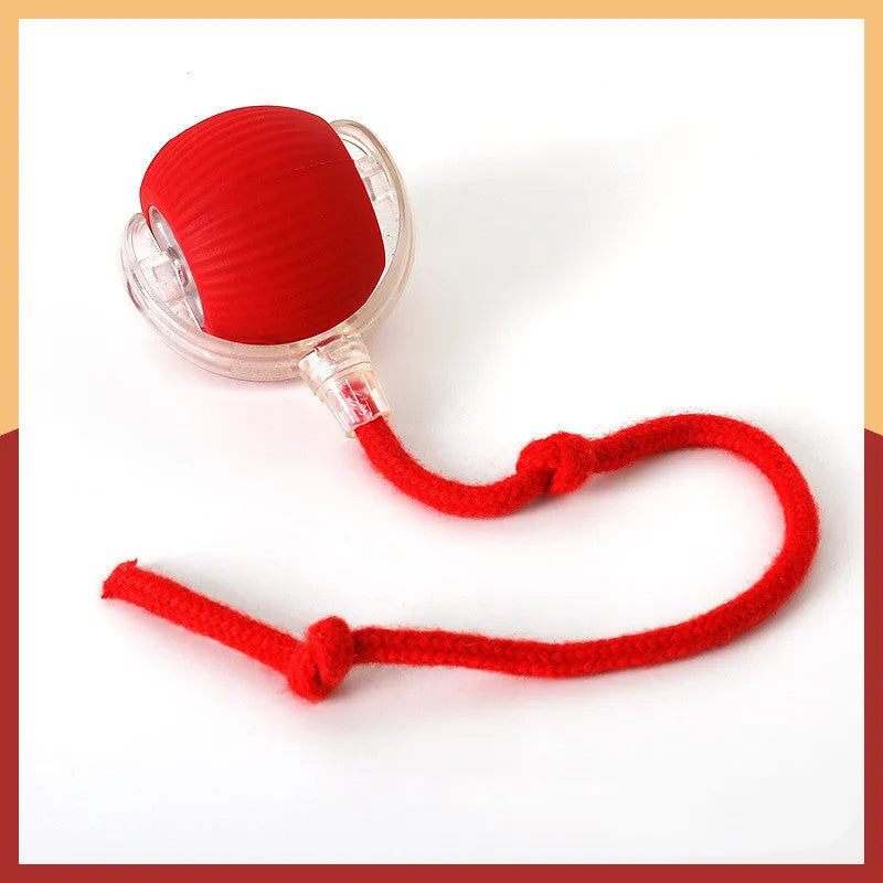 Silicone rolling cat toy ball available in red, green, and grey colours