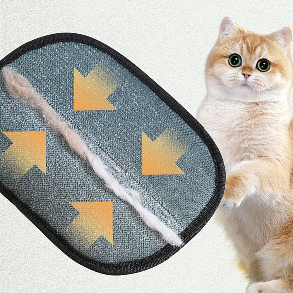 Black pet hair removal glove with silicone bristles for dog cat grooming