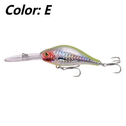 Fat Man Deep Diving Mino Lure crankbait in colour showing long diving lip and treble hooks.