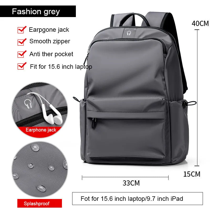 Fashion Simple Travel Bag Trendy Cool Male College Student Computer School Bag in black Oxford spinning fabric