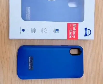 Shockproof silicone iPhone charging case with extended battery in black, blue, pink or white colours