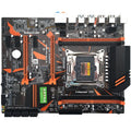 Black Intel X99 LGA2011-3 ATX motherboard with four DDR4 slots, dual PCI-E x16, and M.2 interface.