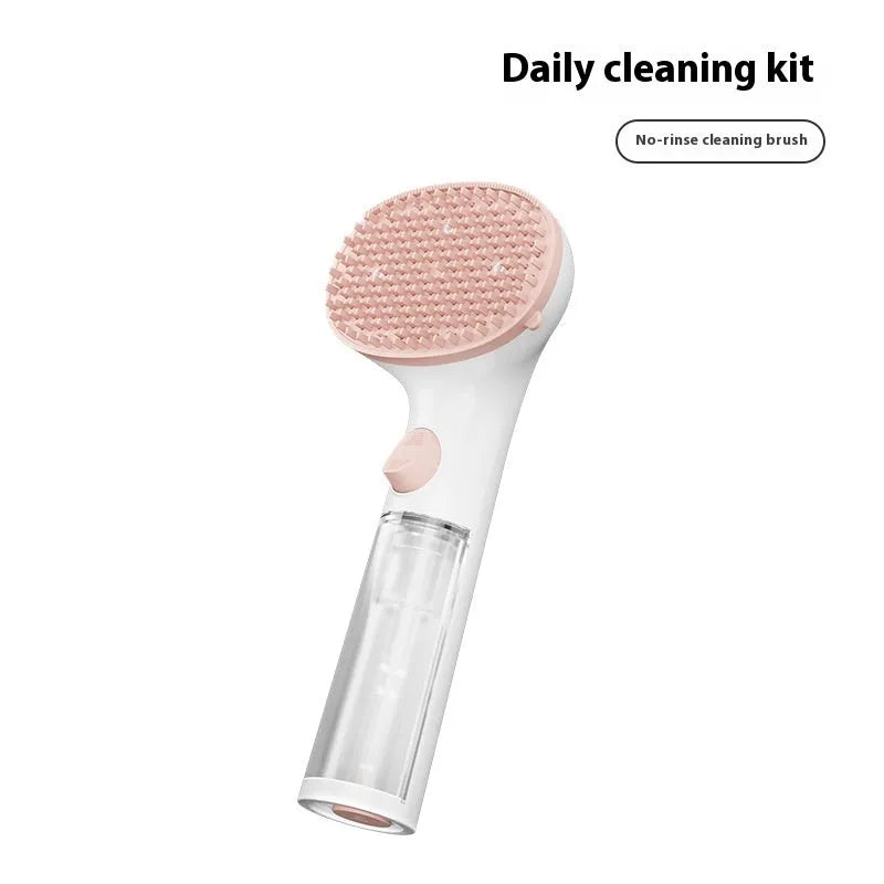 3-in-1 pet steam brush with adjustable comb, available in White Pink and White Red colours, for dog grooming