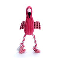 Pink animal-shaped corduroy plush dog toy with a squeaker.