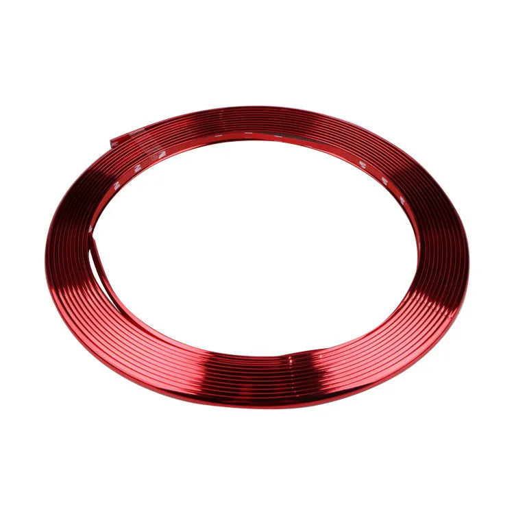 Roll of electroplated purple PVC wheel hub trim sticker, 8 metres long, for car decoration.