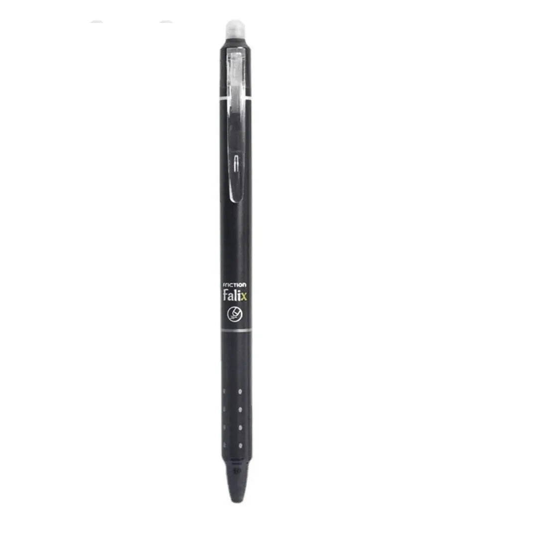 Hot Erasable Push Gel Pen with 0.5mm stainless steel nib and plastic body in blue or black ink.
