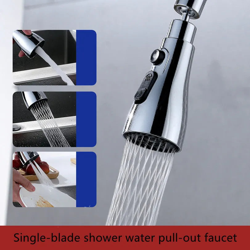Universal pressurised kitchen faucet sprayer with 360-degree rotating nozzle in matte black finish