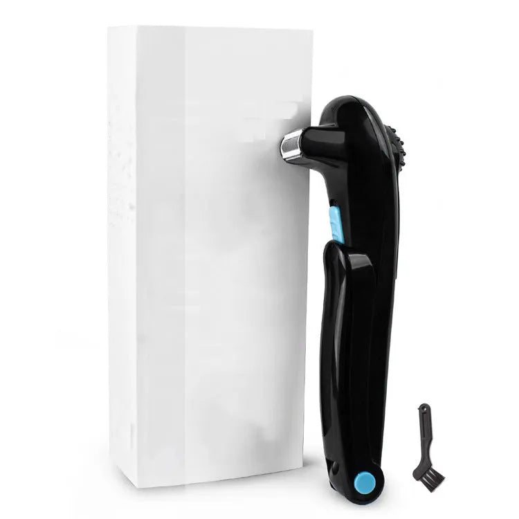 Black folding hair back body electric shaver with battery compartment