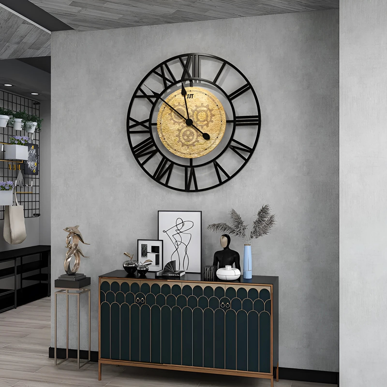 Round metal dial wall clock in WM463 colour, 50x50cm size, with sweep movement