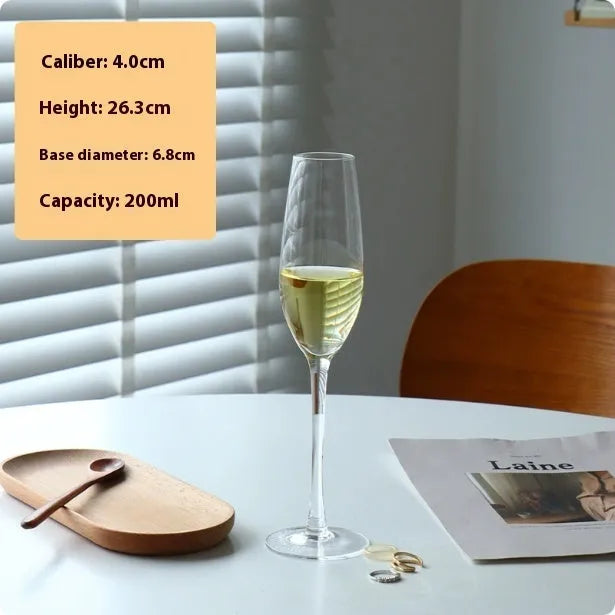 French goblet champagne glasses showing seven crystal design variations including tulip and flute styles