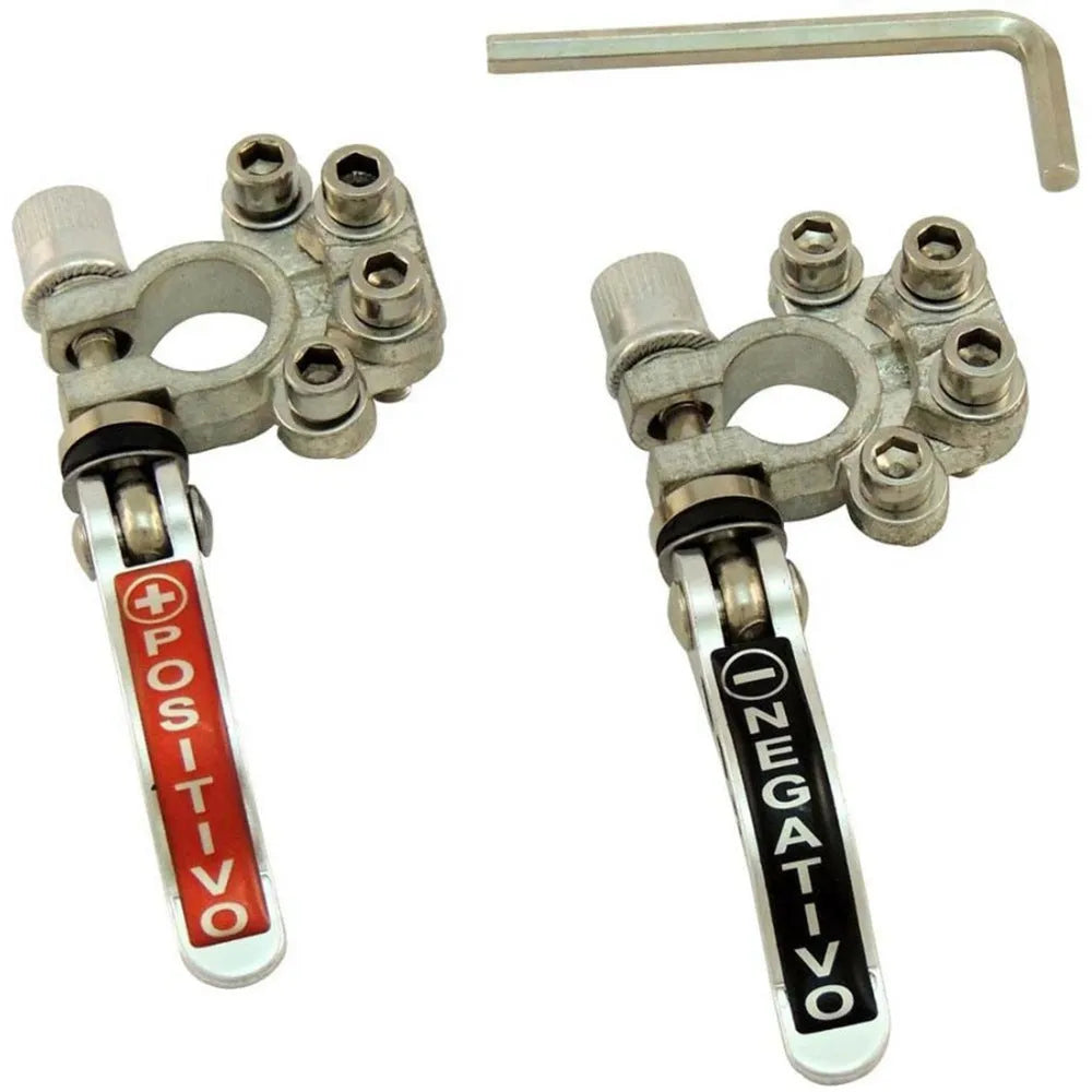 Cast pure copper car battery valve with tin-plated finish on white background