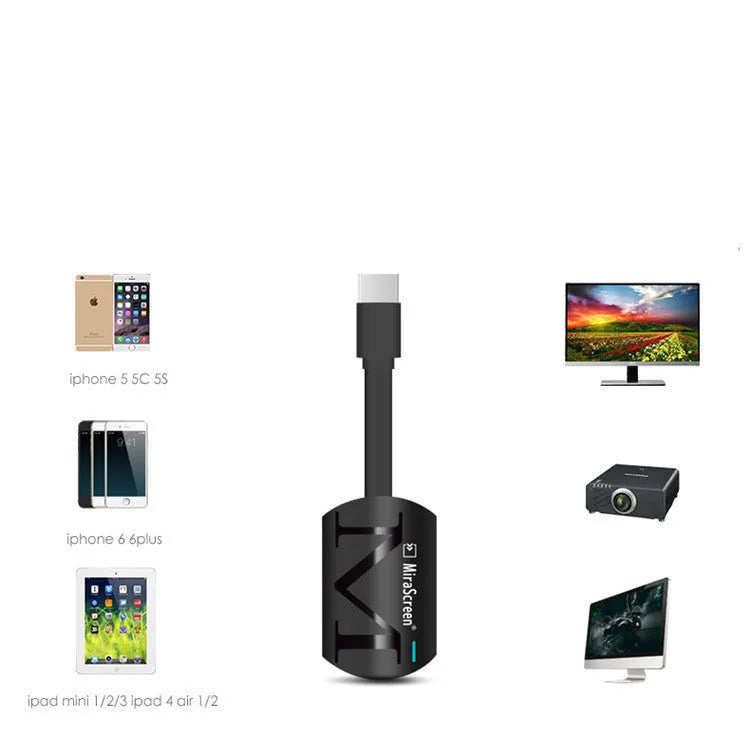 Black USB HDMI smartphone dongle for TV streaming at 1080p resolution