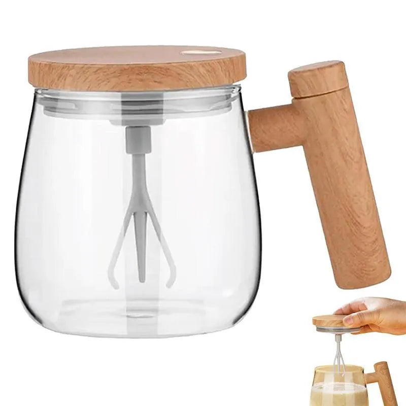 400ml clear borosilicate glass self stirring coffee mug with electric mixing base