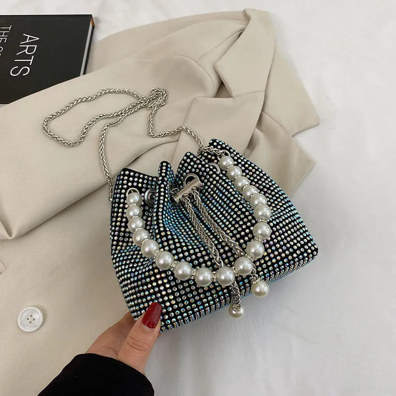 Light diamond Western style crossbody bag with chain strap in available colours