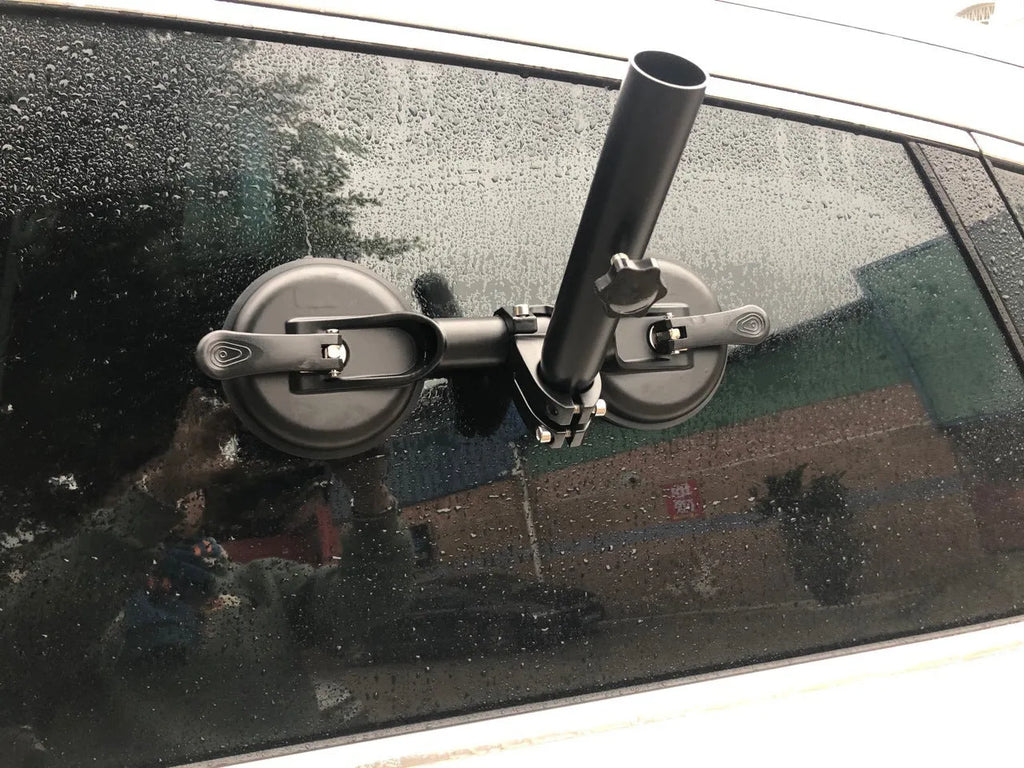 Black off-road car sucker base with round suction cup for vehicle window mounting