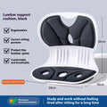 Grey and black lumbar support cushion for chair seat, showing classic and upgraded strong support models.