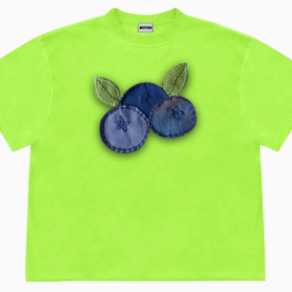 Loose fit patchwork T-shirt with floral patterns in ice oxygen cotton fabric