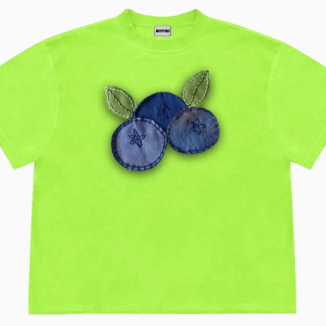Loose fit patchwork T-shirt with floral patterns in ice oxygen cotton fabric