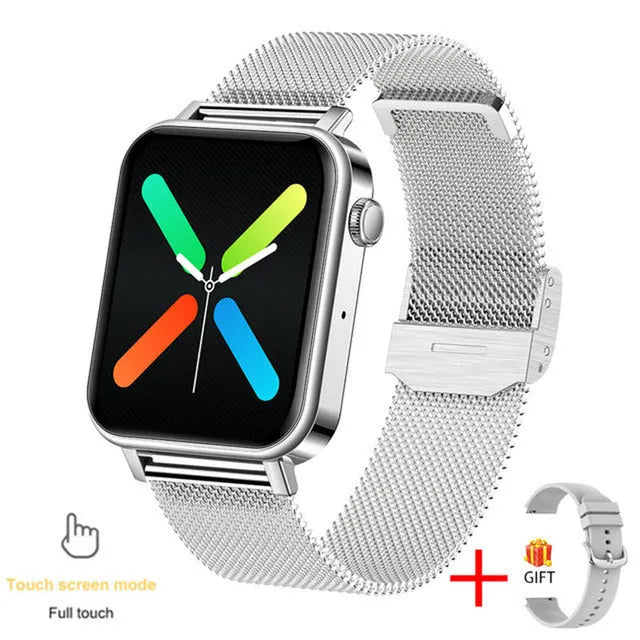 Bluetooth call health monitoring watch with silicone strap in black colour option