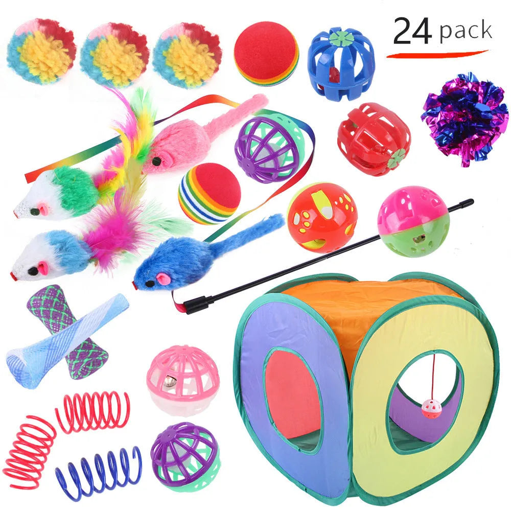 Plastic cat toy suit with tunnel channels in a selected colour from the B99801-B99855 range