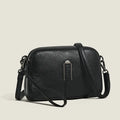 Genuine leather women's shoulder bag in horizontal square shape with urban simplicity design