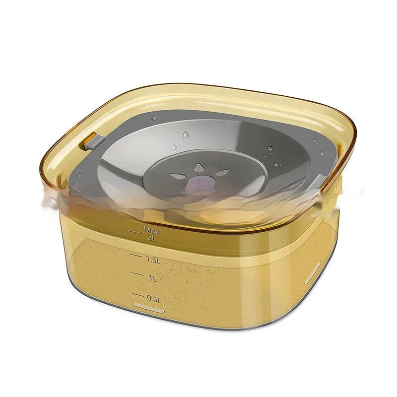 70oz Large Capacity Dog Water Bowl with Spill Proof Design, 2L Transparent Visible Water Level Slow Drinking Bowl for Dogs and Cats, Antispill Non-Slip Silicone Plugs and Frosted Bottom for Clean Floors