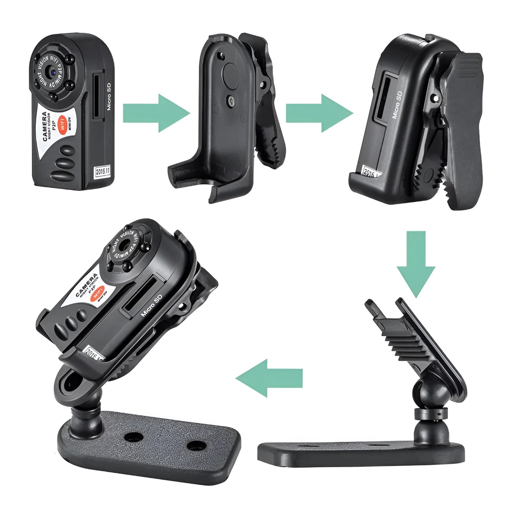 Black wireless security camera with 1.5-inch LCD screen and 16x optical zoom lens