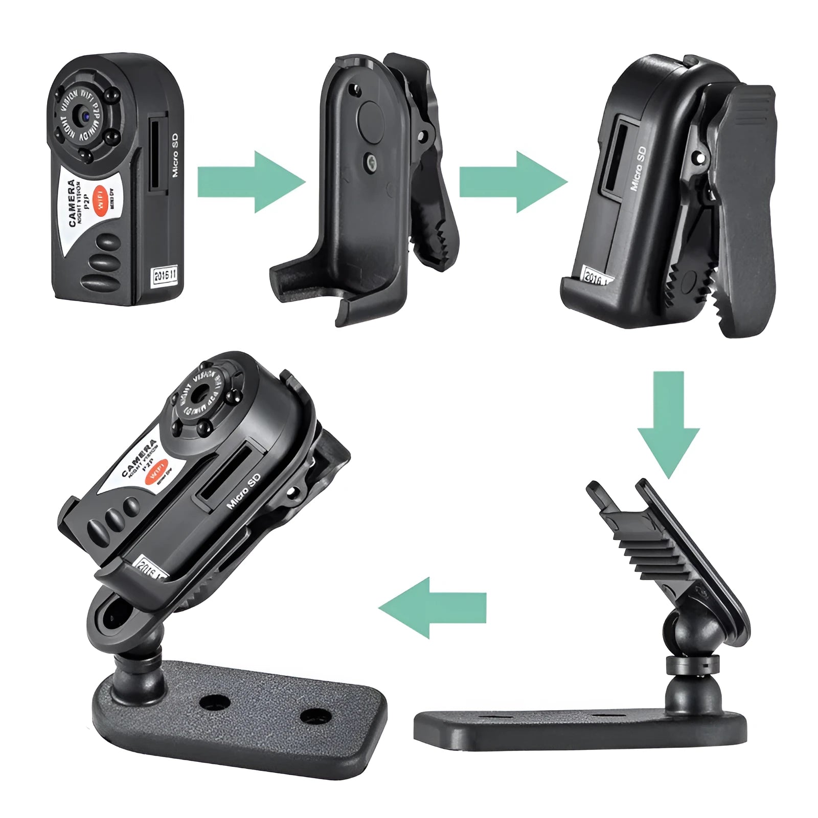 Black wireless security camera with 1.5-inch LCD screen and 16x optical zoom lens