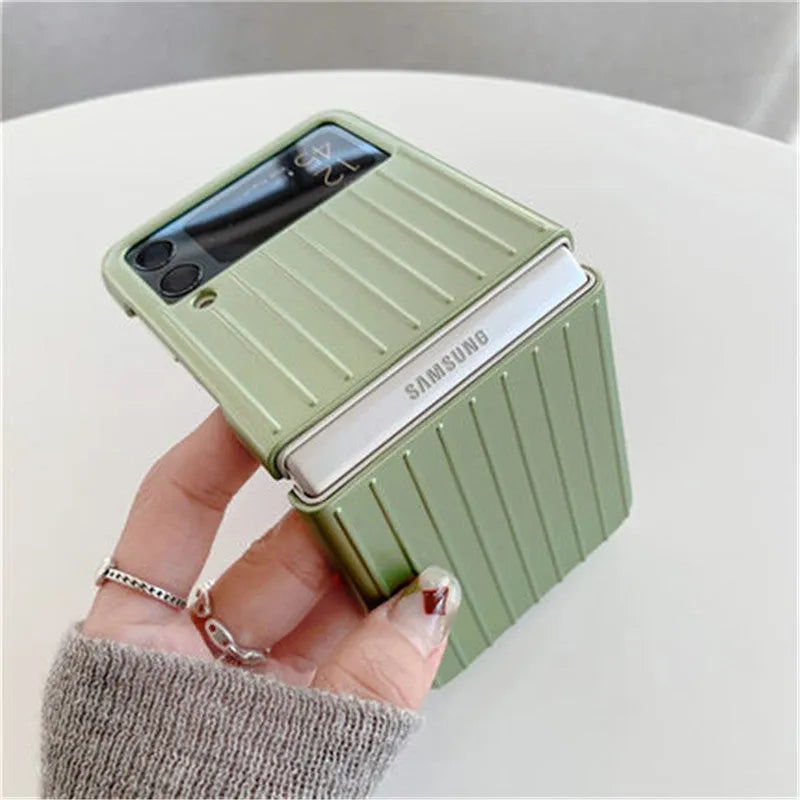 Samsung Z Flip3 ultra-thin flip phone case in multiple colours showing front and back protection