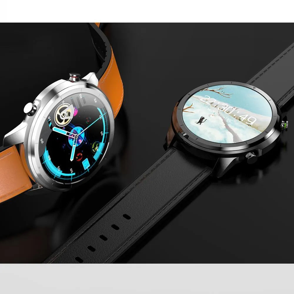 LEMFO LF26 smart bracelet on wrist showing 1.3-inch touchscreen display in silver finish.