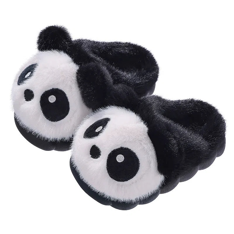 Children winter cotton slippers with fleece lining and imitation mink velvet upper in white and coffee colours