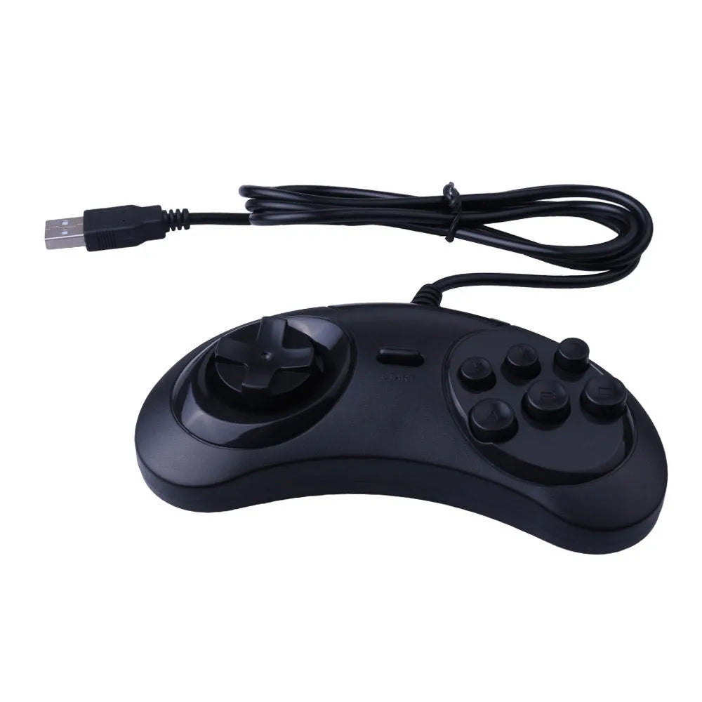 Black Sega USB computer game controller with 1.8 metre copper cable