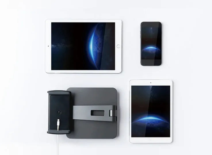 Aluminium foldable desktop phone and tablet stand with 360-degree rotation mechanism